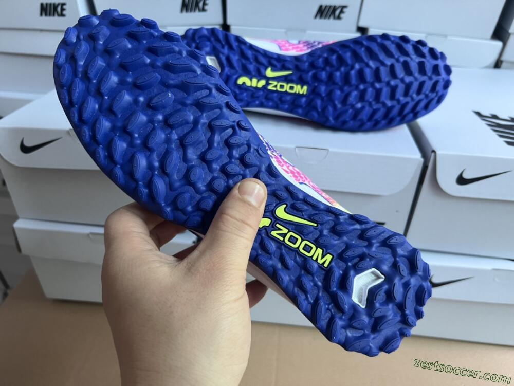 Nike Air Zoom Mercurial Vapor 15 Elite TF Low-Tops Soccer Shoes - White/Blue/Pink