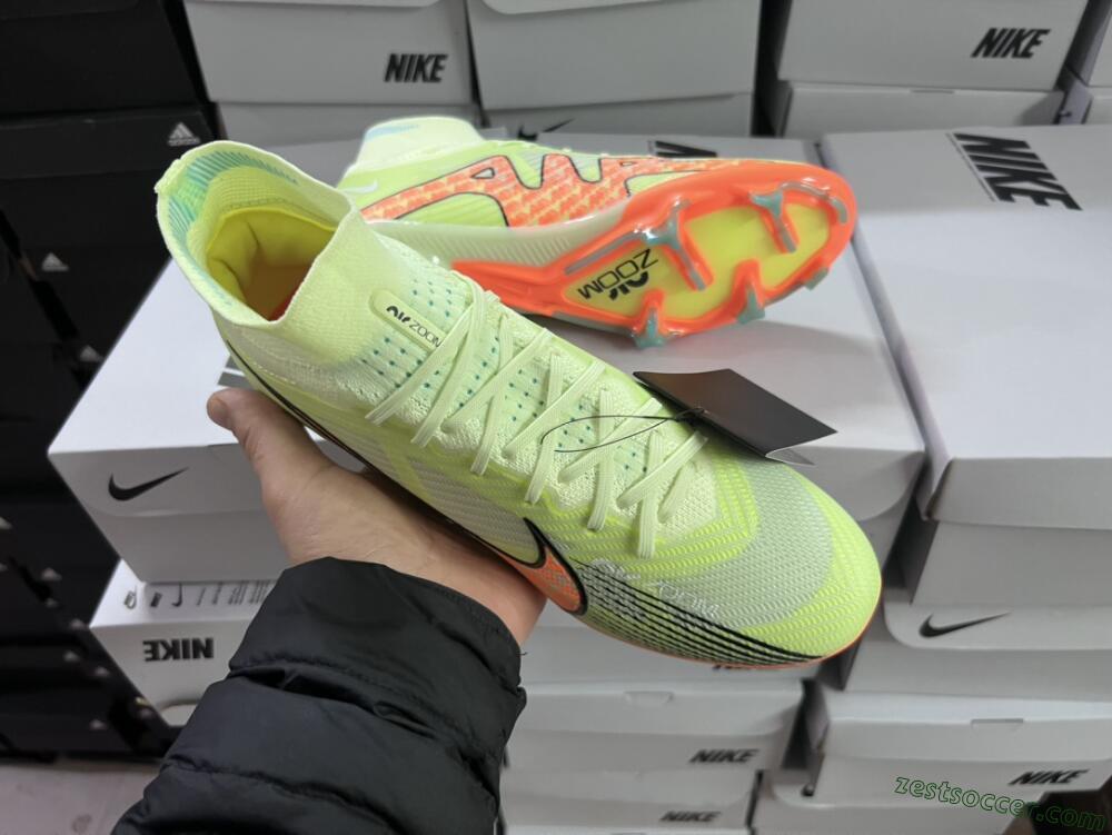 Nike Air Zoom Mercurial Superfly 9 Elite FG High-Tops Soccer Cleats - Green/Orange