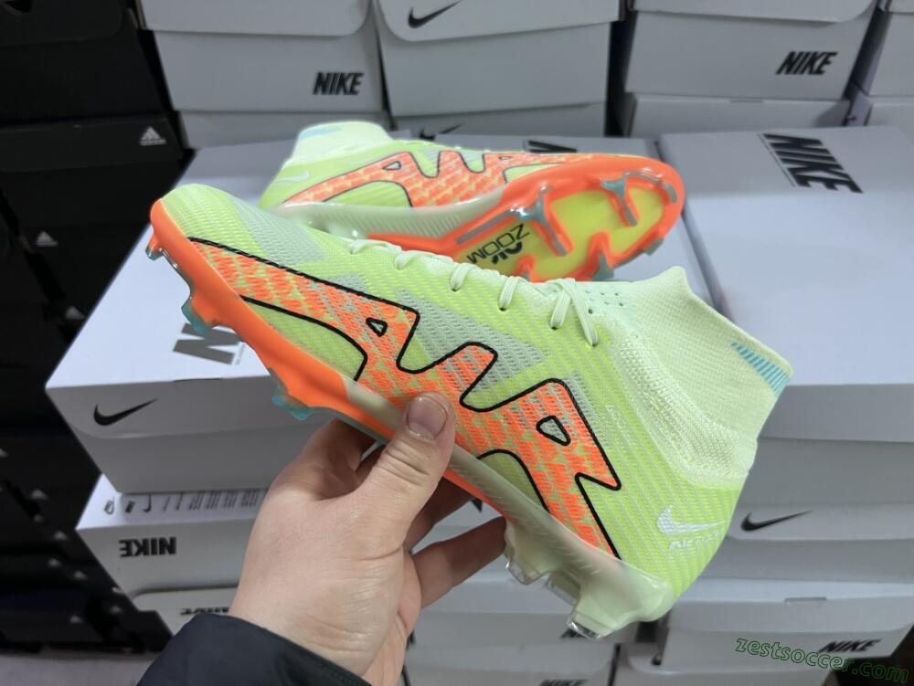 Nike Air Zoom Mercurial Superfly 9 Elite FG High-Tops Soccer Cleats - Green/Orange
