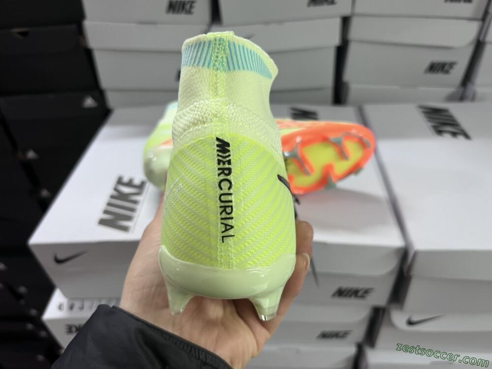 Nike Air Zoom Mercurial Superfly 9 Elite FG High-Tops Soccer Cleats - Green/Orange