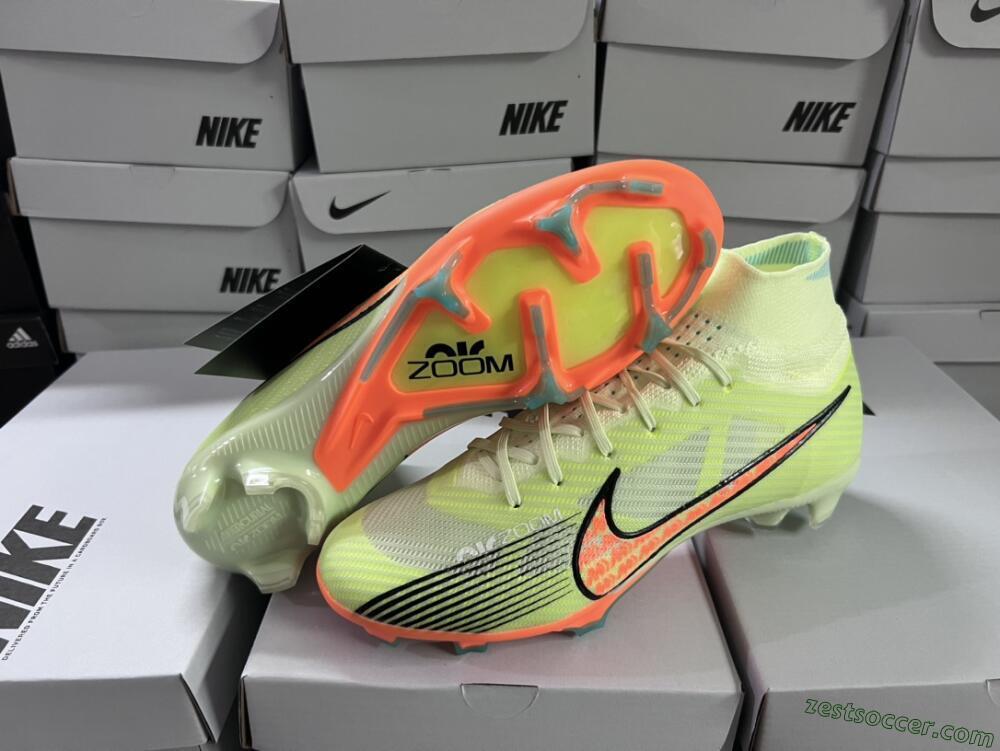 Nike Air Zoom Mercurial Superfly 9 Elite FG High-Tops Soccer Cleats - Green/Orange