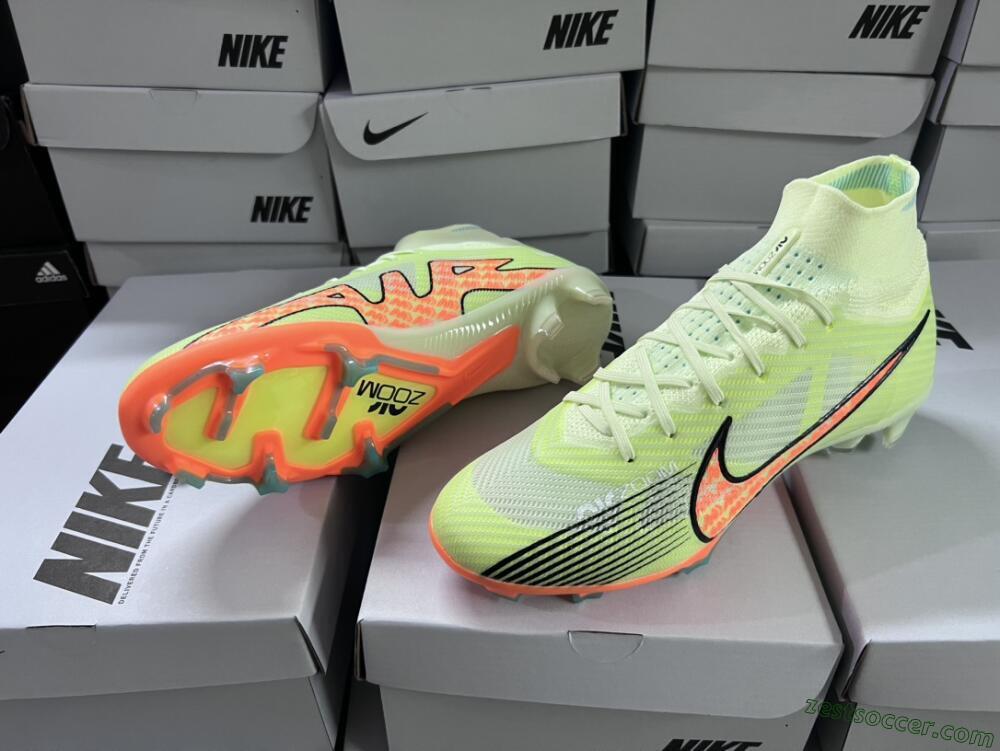 Nike Air Zoom Mercurial Superfly 9 Elite FG High-Tops Soccer Cleats - Green/Orange