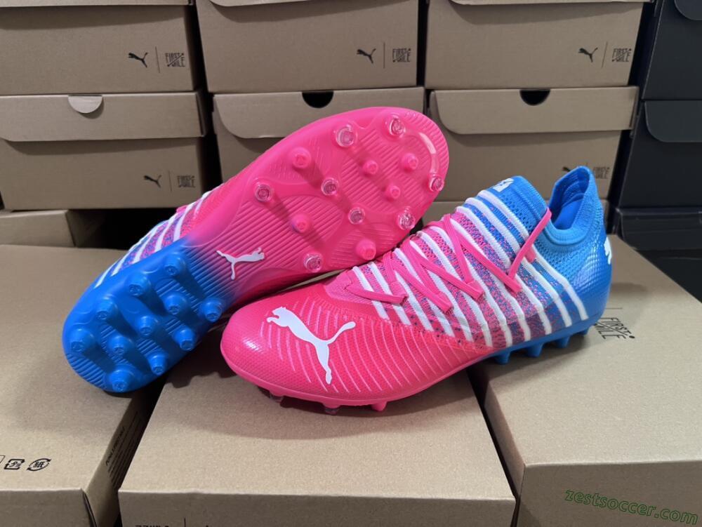 Puma Future Z 1.3 Instinct MG Low-Tops Soccer Cleats - Pink/Blue/White