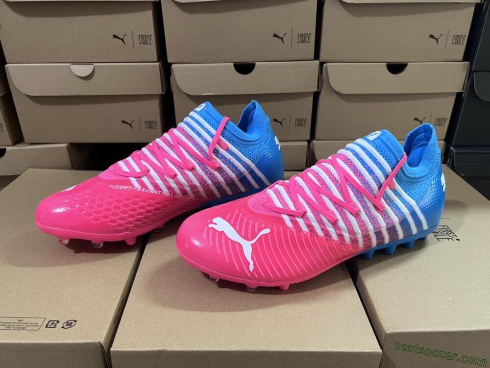 Puma Future Z 1.3 Instinct MG Low-Tops Soccer Cleats - Pink/Blue/White