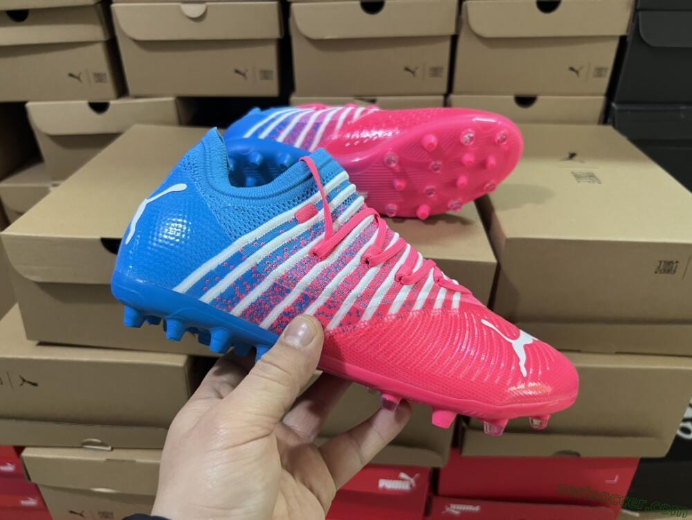 Puma Future Z 1.3 Instinct MG Low-Tops Soccer Cleats - Pink/Blue/White