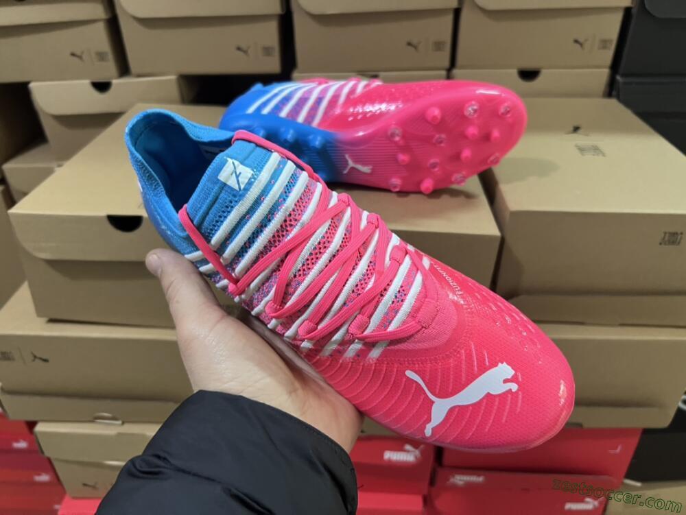 Puma Future Z 1.3 Instinct MG Low-Tops Soccer Cleats - Pink/Blue/White