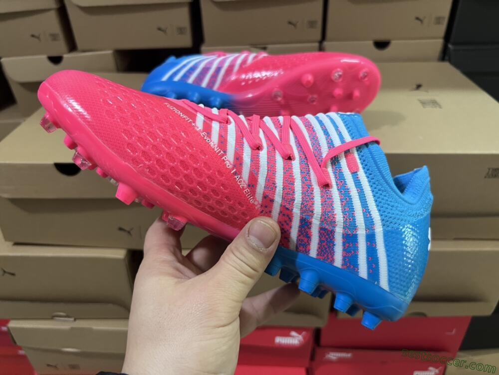 Puma Future Z 1.3 Instinct MG Low-Tops Soccer Cleats - Pink/Blue/White