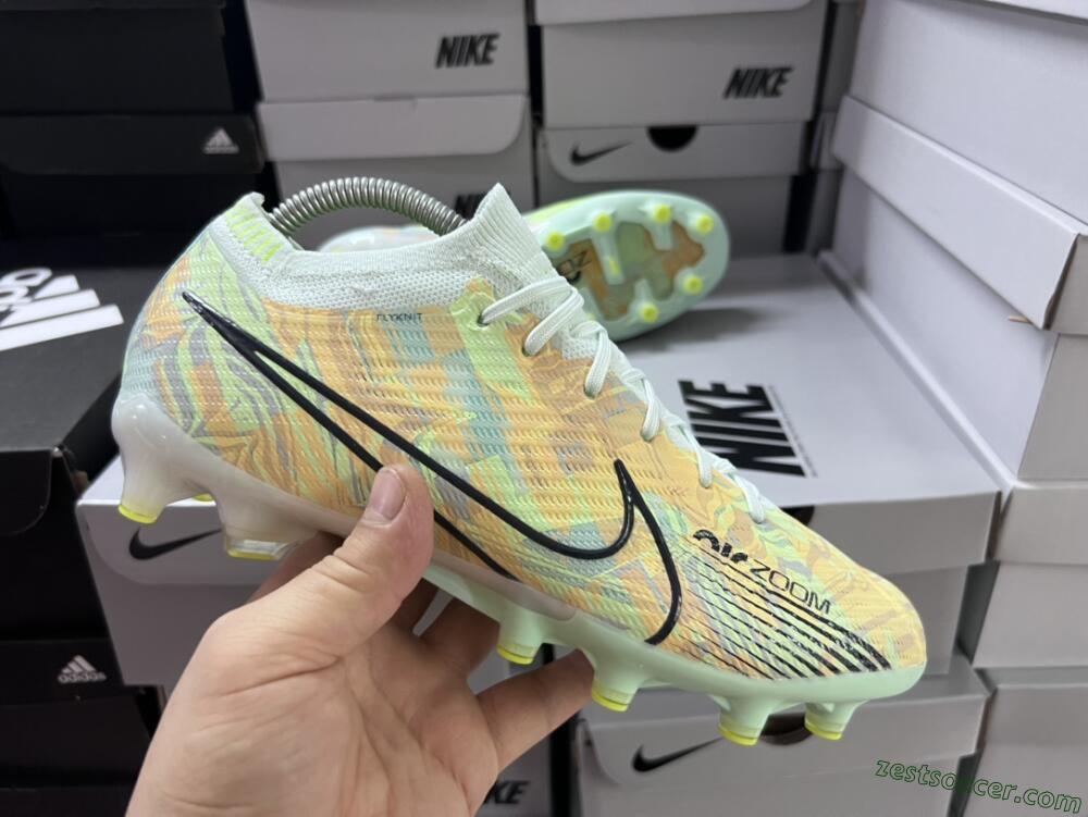 Nike Air Zoom Mercurial Vapor 15 Elite AG Low-Tops Soccer Cleats - White/Green/Orange