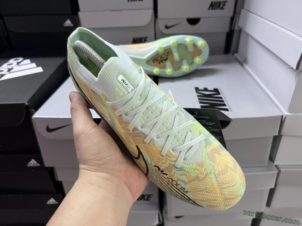 Nike Air Zoom Mercurial Vapor 15 Elite AG Low-Tops Soccer Cleats - White/Green/Orange