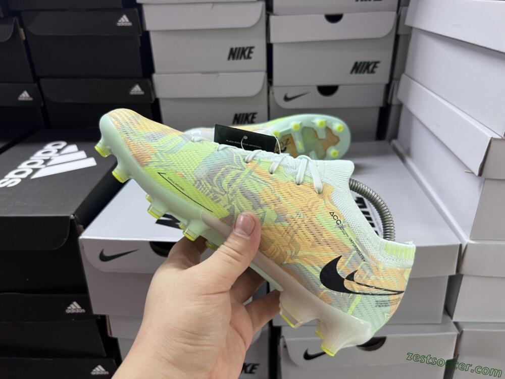 Nike Air Zoom Mercurial Vapor 15 Elite AG Low-Tops Soccer Cleats - White/Green/Orange
