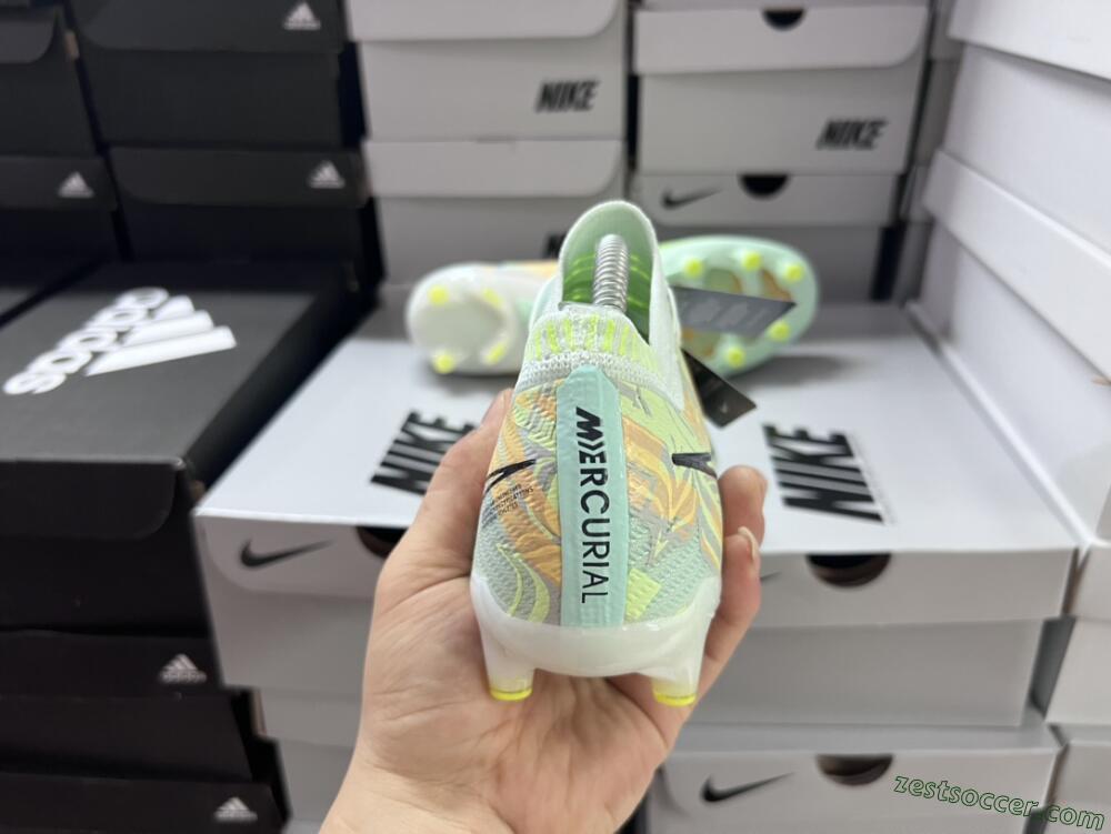 Nike Air Zoom Mercurial Vapor 15 Elite AG Low-Tops Soccer Cleats - White/Green/Orange