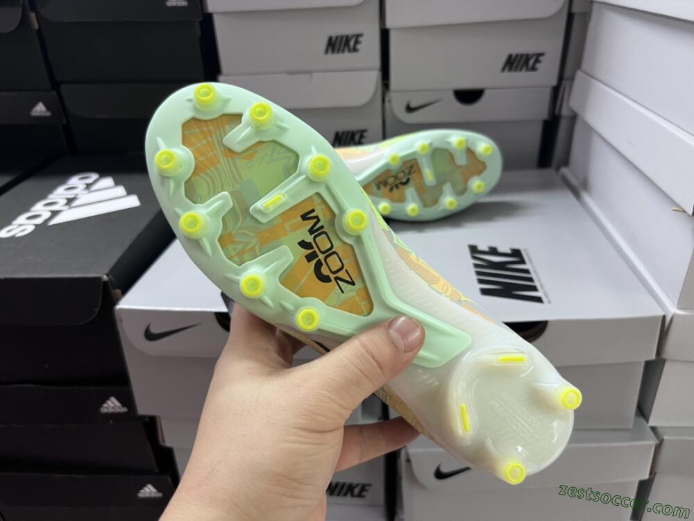 Nike Air Zoom Mercurial Vapor 15 Elite AG Low-Tops Soccer Cleats - White/Green/Orange