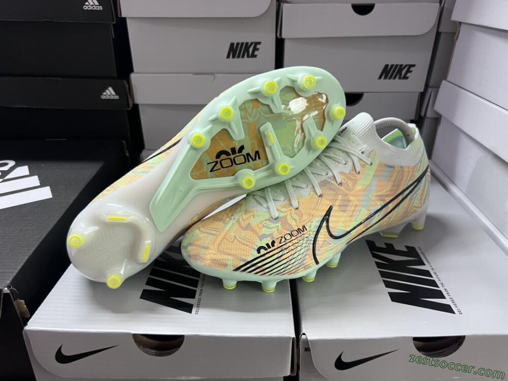 Nike Air Zoom Mercurial Vapor 15 Elite AG Low-Tops Soccer Cleats - White/Green/Orange