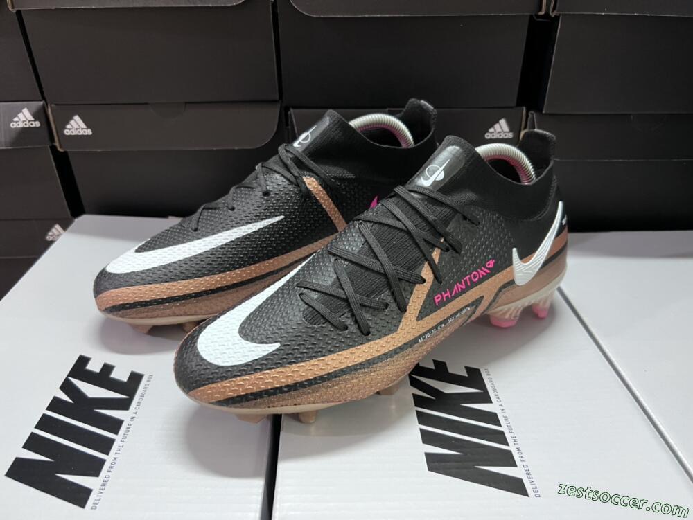 Nike Phantom GT 2 DF Elite FG High-Tops Soccer Cleats - Black/Gold/White
