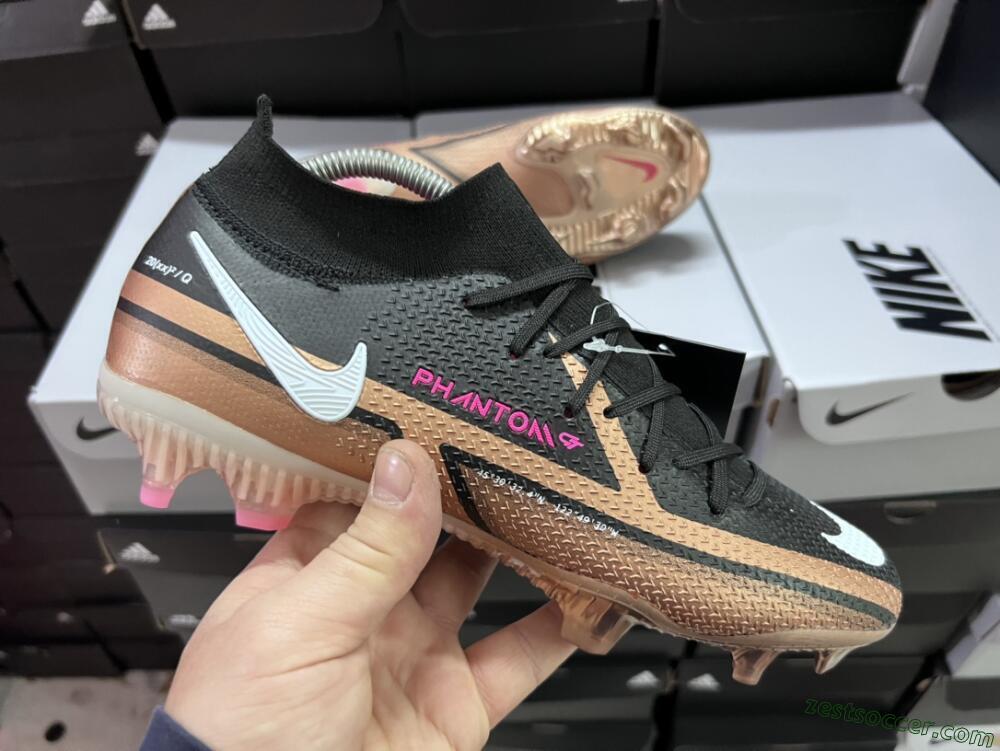 Nike Phantom GT 2 DF Elite FG High-Tops Soccer Cleats - Black/Gold/White