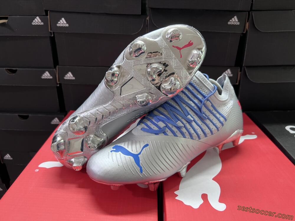 Puma Future Z 1.3 Instinct FG Low-Tops Soccer Cleats - Silver/Blue