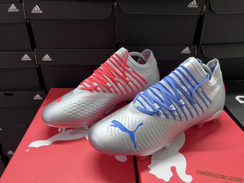 Puma Future Z 1.3 Instinct FG Low-Tops Soccer Cleats - Silver/Blue