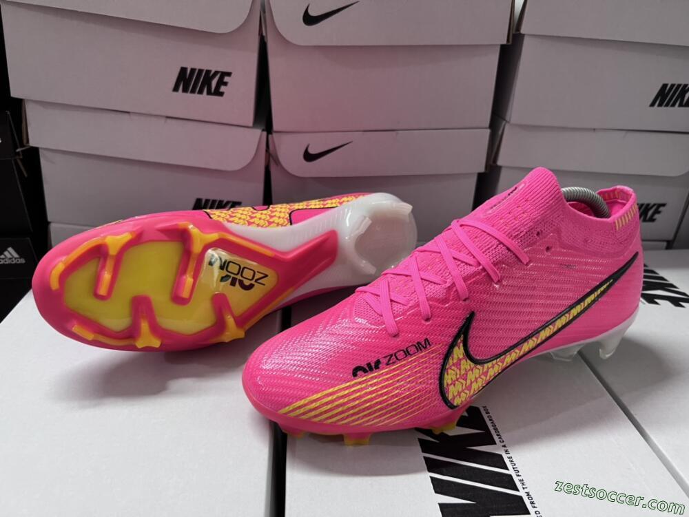 Nike Air Zoom Mercurial Vapor 15 Elite FG Low-Tops Soccer Cleats - Pink/Yellow