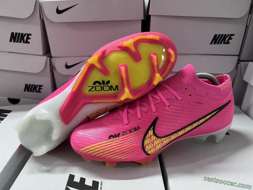Nike Air Zoom Mercurial Vapor 15 Elite FG Low-Tops Soccer Cleats - Pink/Yellow