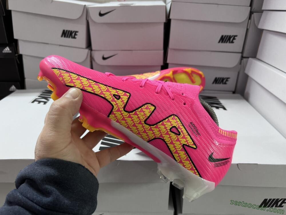 Nike Air Zoom Mercurial Vapor 15 Elite FG Low-Tops Soccer Cleats - Pink/Yellow
