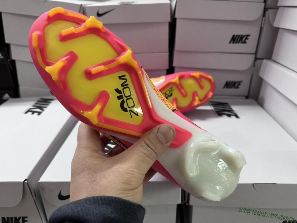 Nike Air Zoom Mercurial Vapor 15 Elite FG Low-Tops Soccer Cleats - Pink/Yellow
