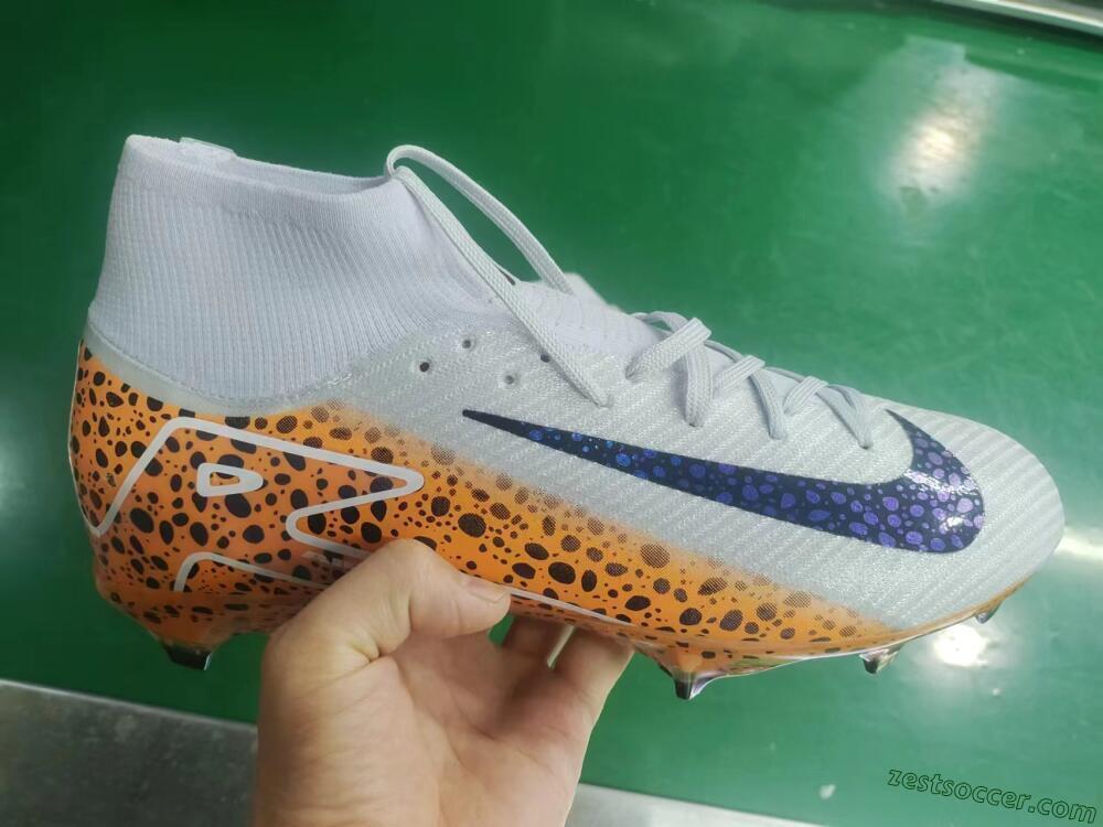 Nike Air Zoom Mercurial Superfly 10 Elite FG High-Tops Soccer Cleats - Grey/Leopard/Gold