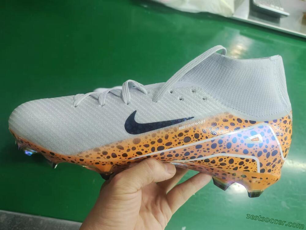 Nike Air Zoom Mercurial Superfly 10 Elite FG High-Tops Soccer Cleats - Grey/Leopard/Gold