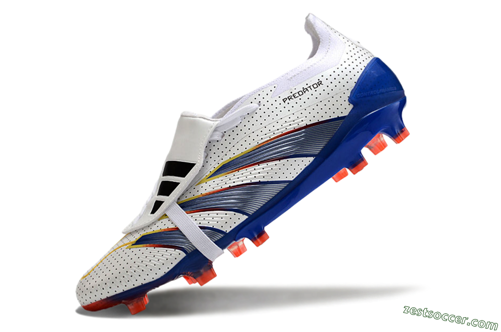 Adidas Predator Elite Foldover Tongue Euphoria FG Low-Tops Soccer Cleats - White/Silver/Blue 5