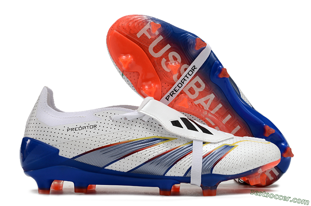 Adidas Predator Elite Foldover Tongue Euphoria FG Low-Tops Soccer Cleats - White/Silver/Blue 0