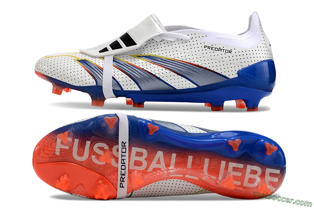 Adidas Predator Elite Foldover Tongue Euphoria FG Low-Tops Soccer Cleats - White/Silver/Blue 1