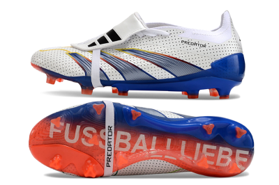 Adidas Predator Elite Foldover Tongue Euphoria FG Low-Tops Soccer Cleats - White/Silver/Blue