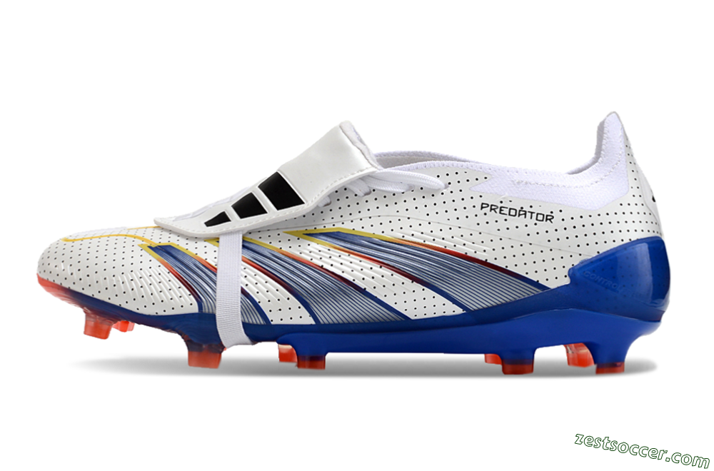 Adidas Predator Elite Foldover Tongue Euphoria FG Low-Tops Soccer Cleats - White/Silver/Blue 2