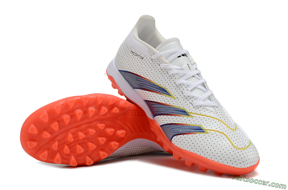 Adidas Predator 24 Elite TF Low-Tops Soccer Shoes - White/Silver/Red 3