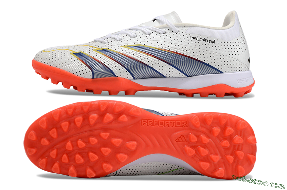 Adidas Predator 24 Elite TF Low-Tops Soccer Shoes - White/Silver/Red 1