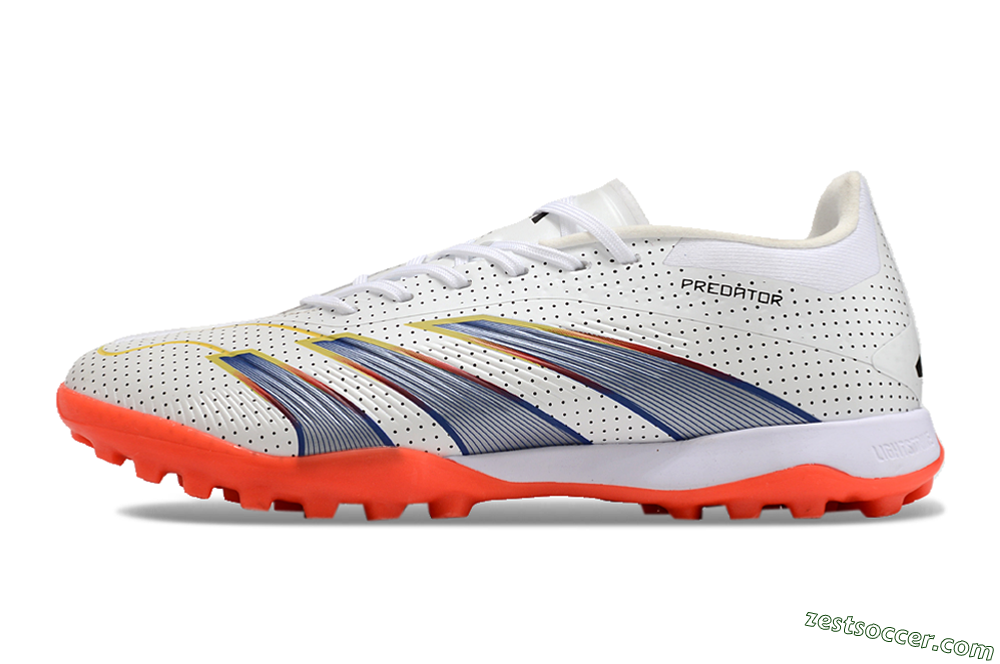 Adidas Predator 24 Elite TF Low-Tops Soccer Shoes - White/Silver/Red 2