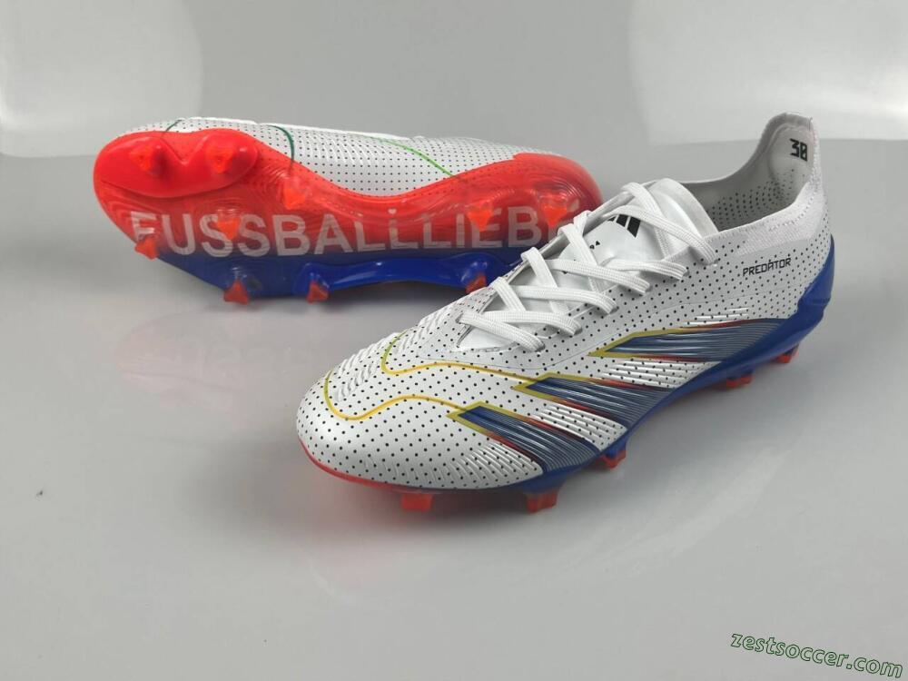 Adidas Predator 24 Elite Euphoria FG Low-Tops Soccer Cleats - White/Silver/Blue
