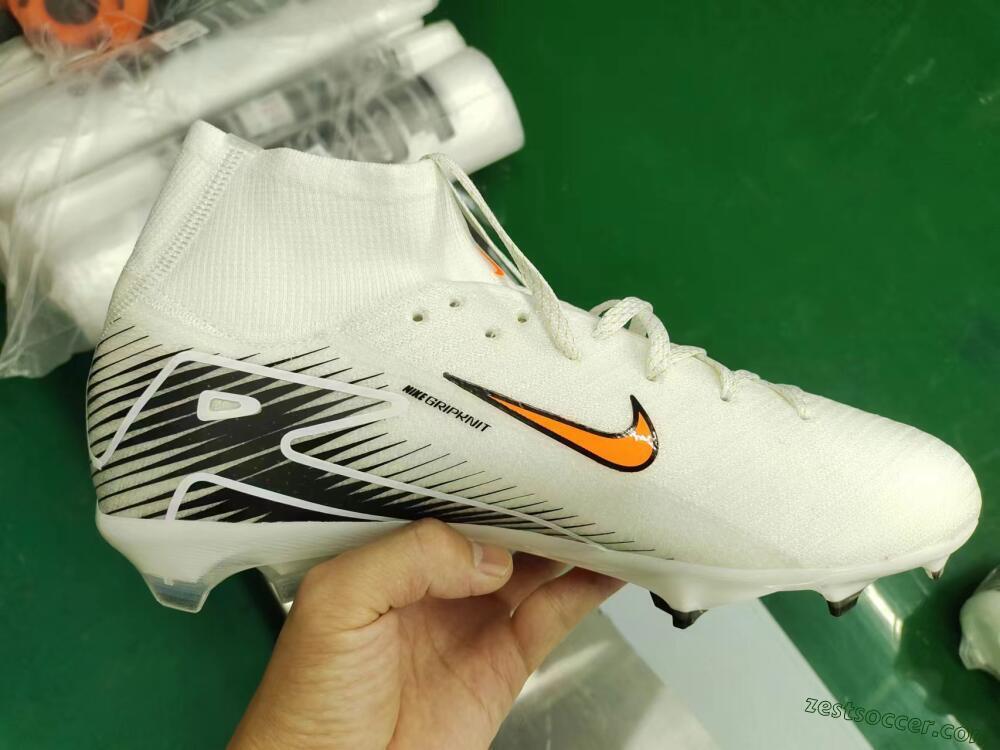 Nike Air Zoom Mercurial Superfly 10 Elite FG High-Tops Soccer Cleats - White/Orange/Black