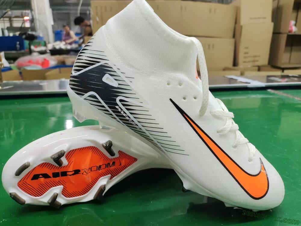 Nike Air Zoom Mercurial Superfly 10 Elite FG High-Tops Soccer Cleats - White/Orange/Black