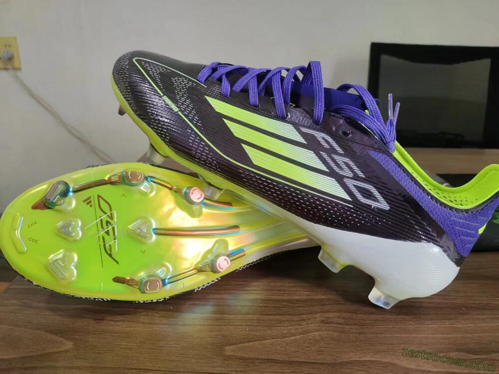Adidas F50 Adizero FG Low-Tops Soccer Cleats - Purple/Yellow/White