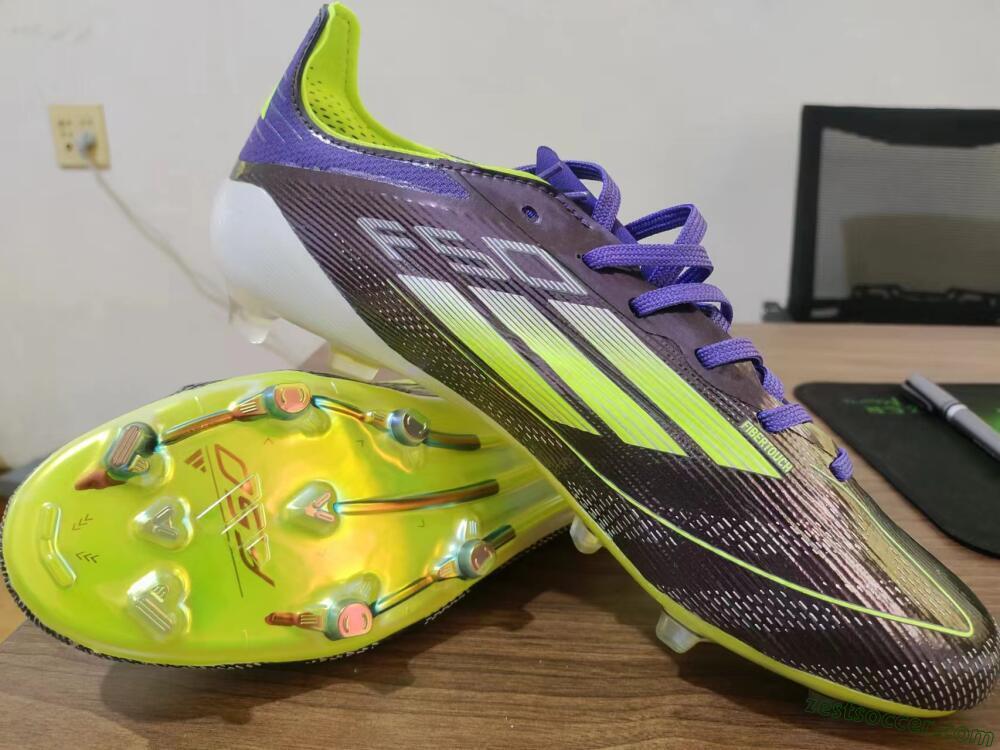 Adidas F50 Adizero FG Low-Tops Soccer Cleats - Purple/Yellow/White
