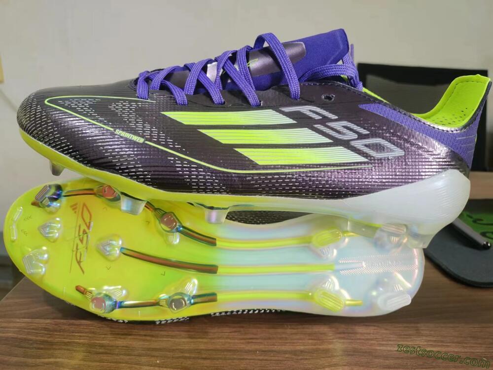 Adidas F50 Adizero FG Low-Tops Soccer Cleats - Purple/Yellow/White