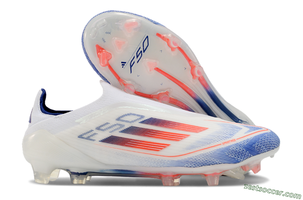 Adidas F50 Elite Laceless FG Low-Tops Soccer Cleats - Blue/Red/Beige 0