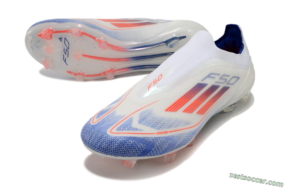 Adidas F50 Elite Laceless FG Low-Tops Soccer Cleats - Blue/Red/Beige 3
