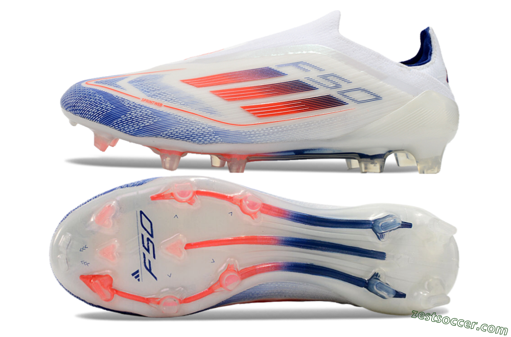 Adidas F50 Elite Laceless FG Low-Tops Soccer Cleats - Blue/Red/Beige 1