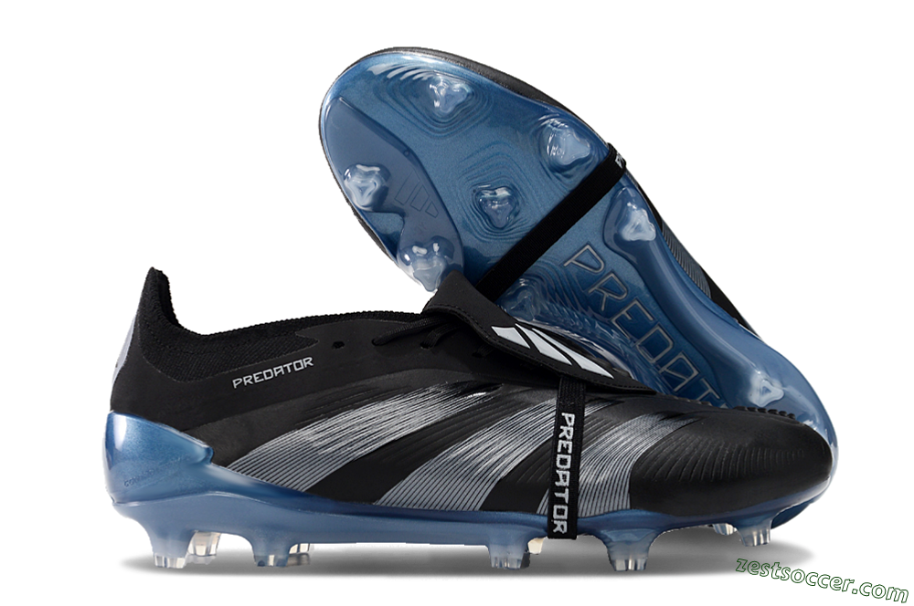 Adidas Predator Elite Tongue FG Low-Tops Soccer Cleats - Black/Silver/Blue 0