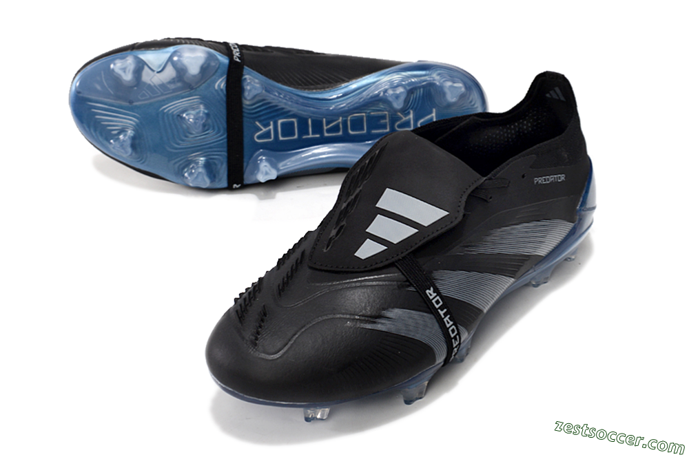 Adidas Predator Elite Tongue FG Low-Tops Soccer Cleats - Black/Silver/Blue 3