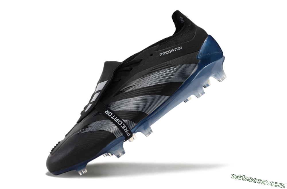 Adidas Predator Elite Tongue FG Low-Tops Soccer Cleats - Black/Silver/Blue 5