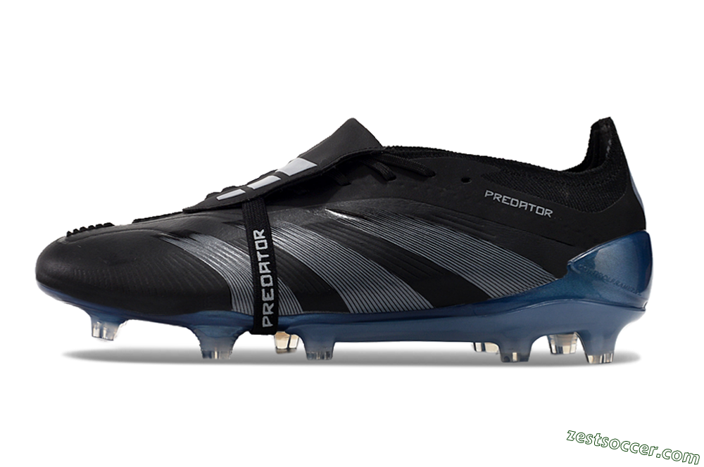Adidas Predator Elite Tongue FG Low-Tops Soccer Cleats - Black/Silver/Blue 2