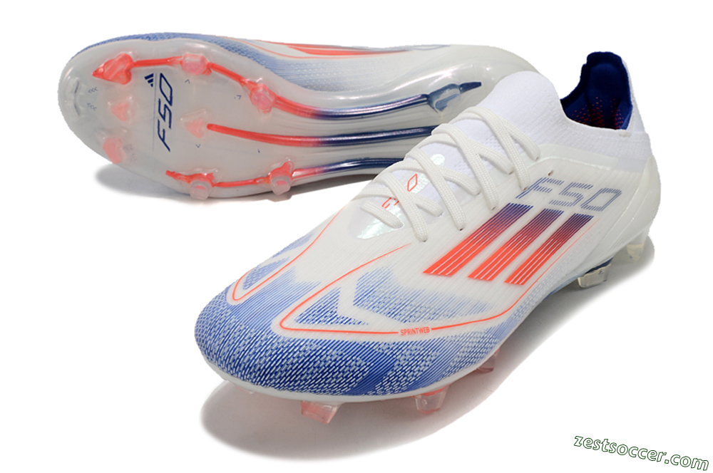 Adidas F50 Elite FG Low-Tops Soccer Cleats - Blue/Red/Beige 3