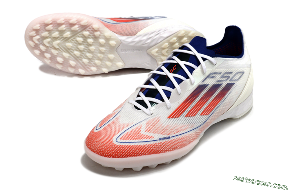 Adidas F50 Pro TF Low-Tops Soccer Shoes - Blue/Red/Beige 3